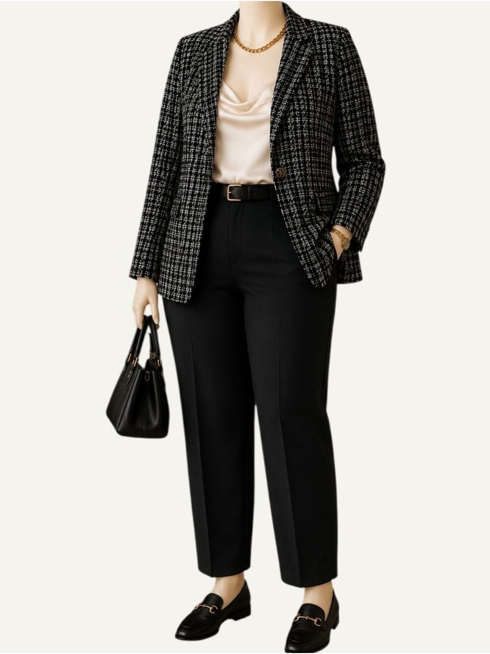 Quiet Luxury Tweed Lurex One Button Blazer Jacket 2X Office Chic NWT